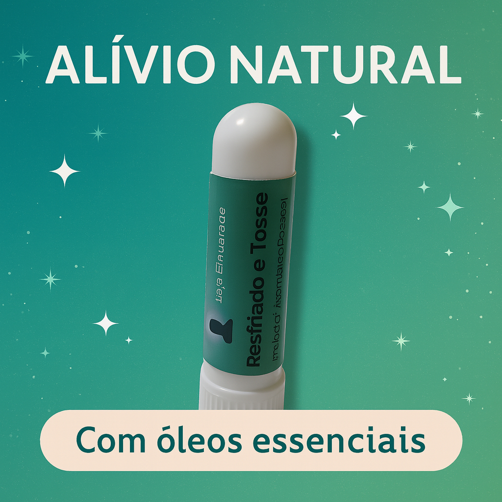 Inalador Aromático Para Resfriado e Tosse | Óleos Essenciais Melaleuca, Eucalipto e Limão | Alívio Natural e Imediato
