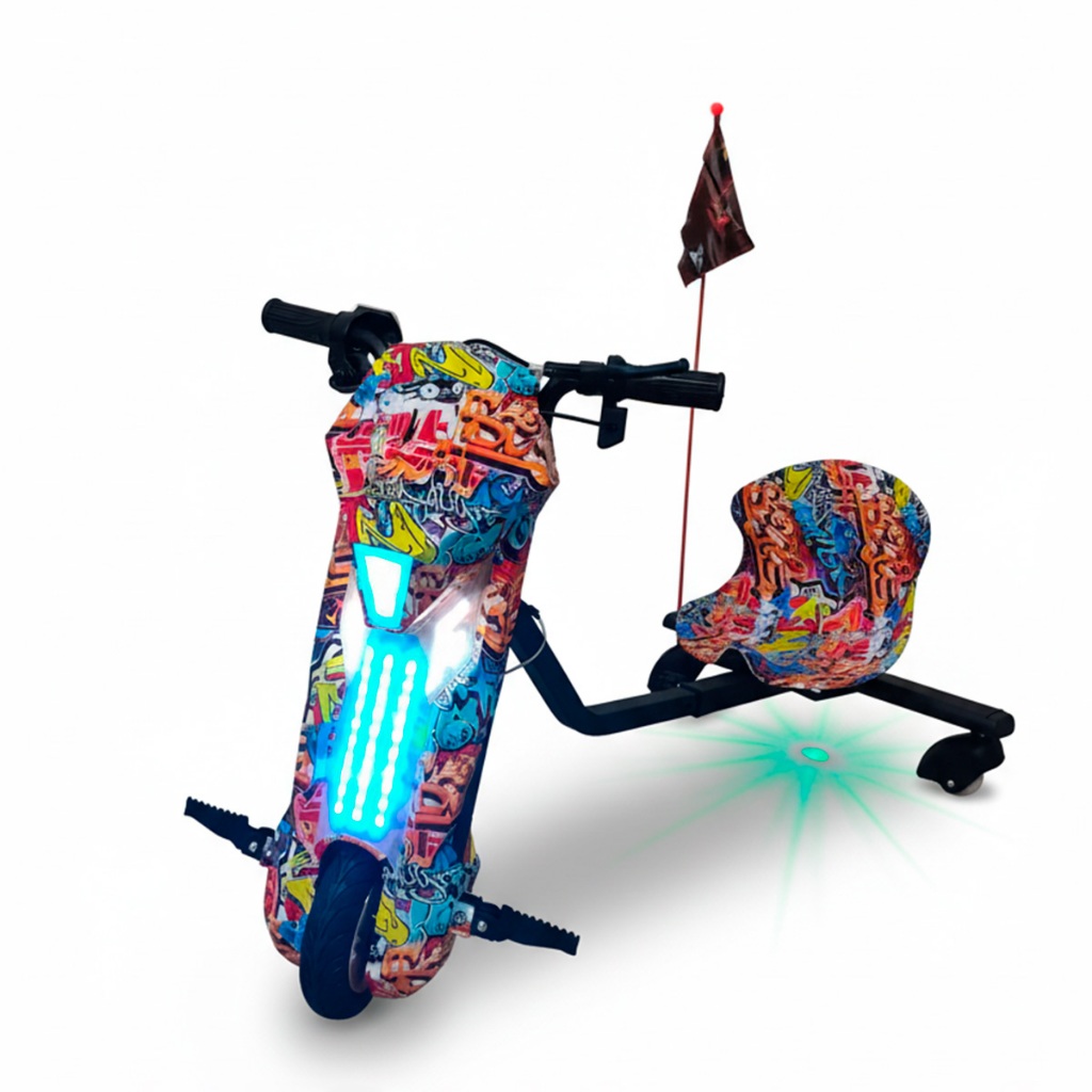Triciclo Elétrico Drift Infantil 8 Polegadas 65, Polegadas Motor de 350W Com Bateria Recarregável