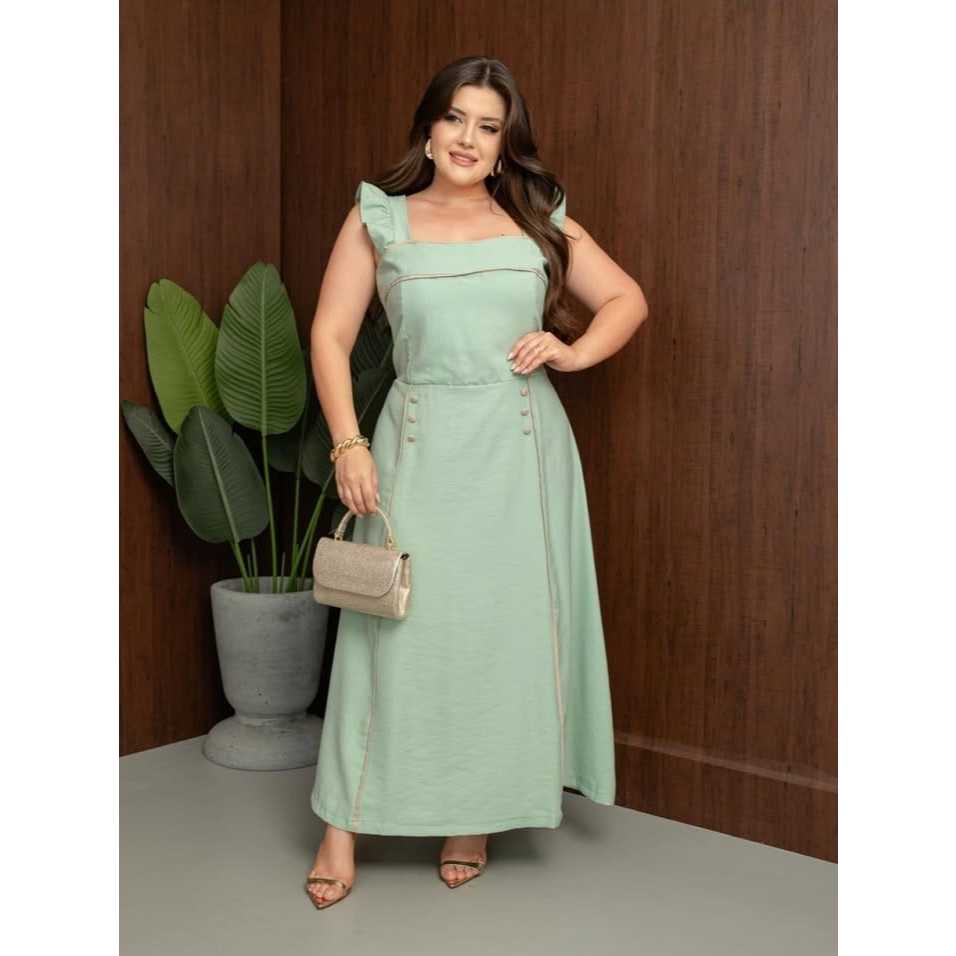 Vestido Longo Alças Largas Plus Size
