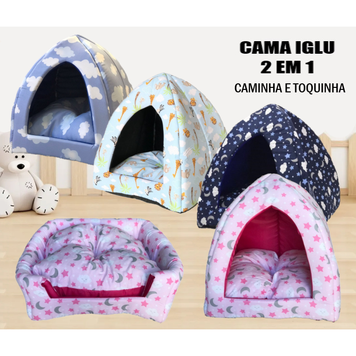 Toca Iglu Cama Almofada Pet para Yorkshire Shitzu Semelhantes Cachorro Gato Luxo Grande 50x45x50 cm em Oferta na Shopee