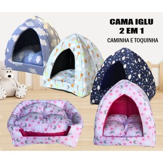Toca Iglu Cama Almofada Pet para Yorkshire Shitzu Semelhantes Cachorro Gato Luxo Grande 45x45x45 cm