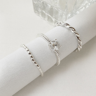 Kit 3 Anéis Femininos com Design Torcido,  Solitário Cravejado em banhado e Prata 925 e Ouro 18k em Oferta na Shopee