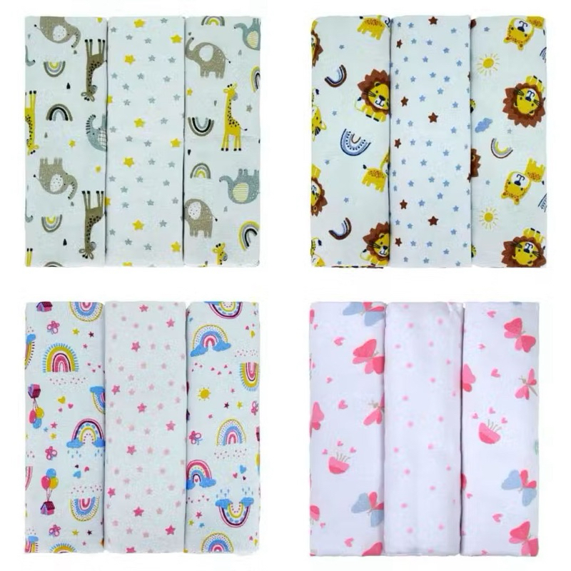 Kit Cueiro 03 Peças Bublim Estampado 100% Algodão em Oferta na Shopee