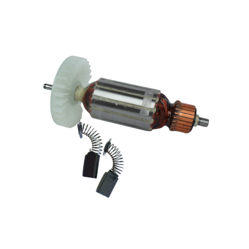 Induzido 4100NH2 110V + Escova Carvão Compatível Serra Mármore Makita 4100NS CC2014 CC2016