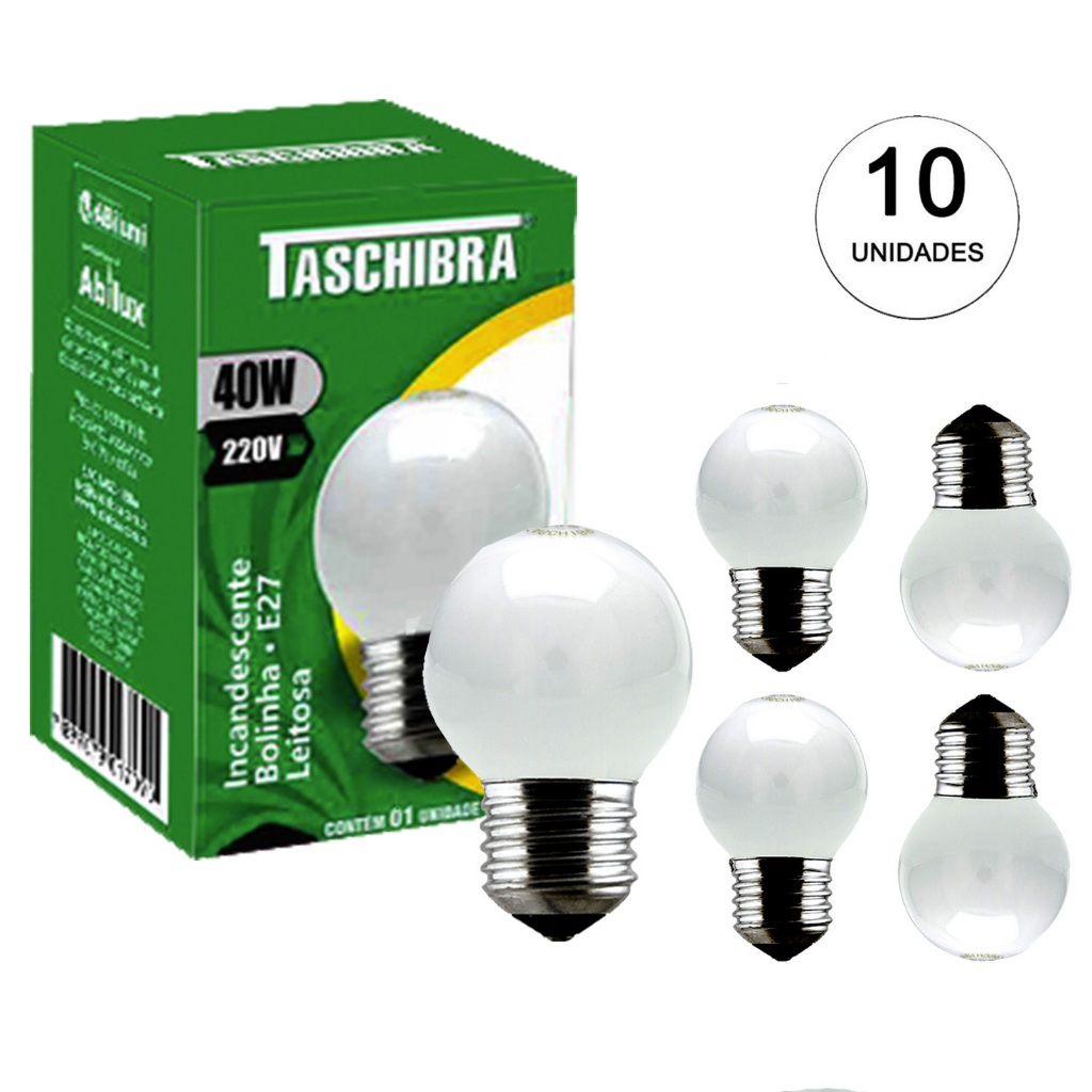 Kit 10 Lâmpada Bolinha Leitosa 40w Camarim Espelho Lustre
