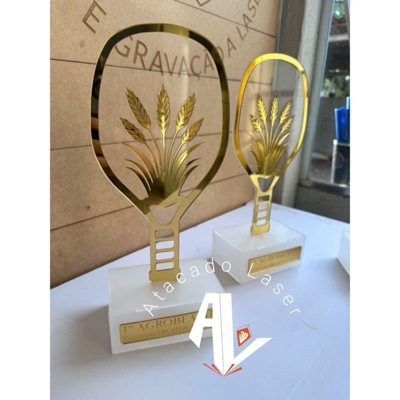 troféu de Beach tênis personalizado - Acrílico espelhado -30cm