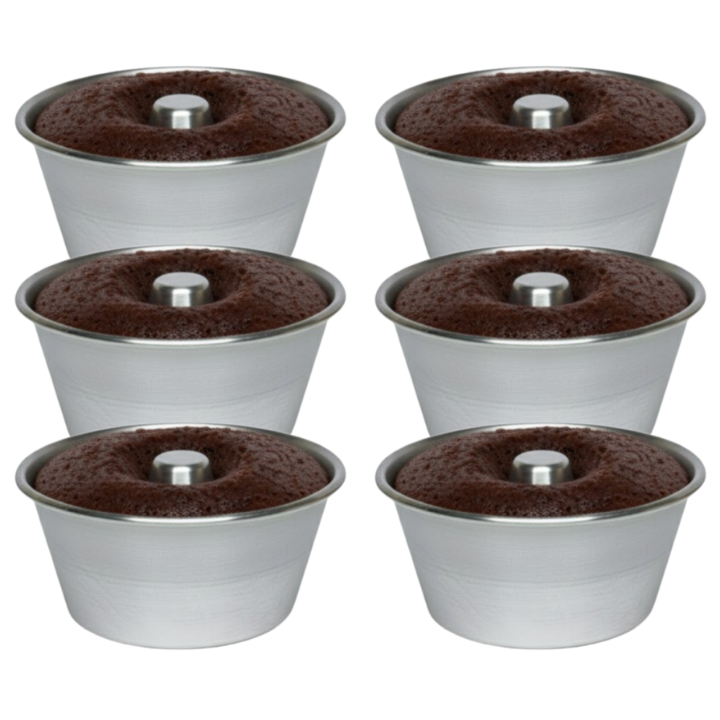 Kit 6 Formas Mini Para Pudim Bolo Vulcão 120ml/220ml/300ml - Confeitaria Air Fryer Cozinha Assadeira