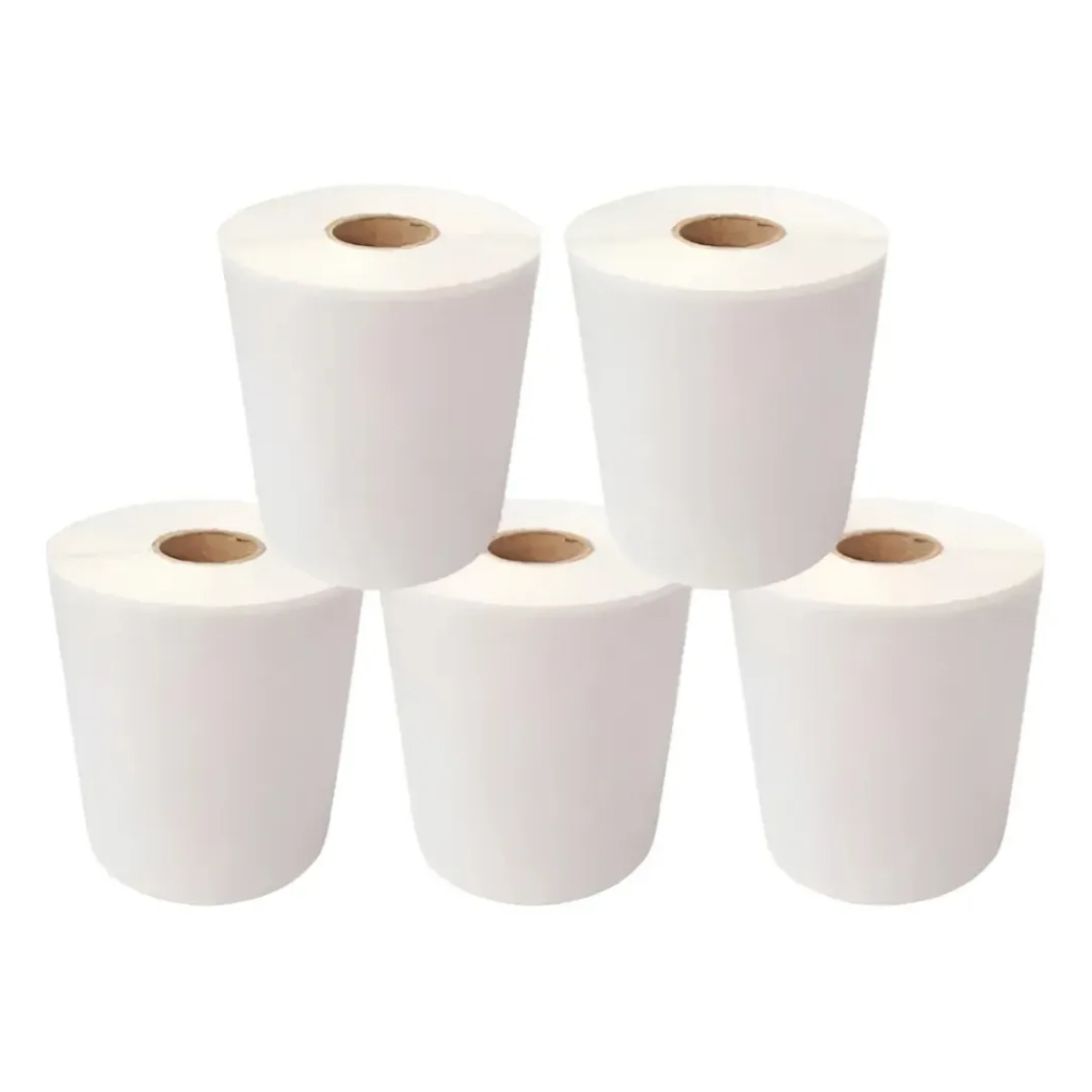 5 Rolos Etiqueta Térmica Adesiva 10x15 100x150 Serrilha Branco E-Commerce Não Usa Ribbon (200 Etiquetas/Rolo)