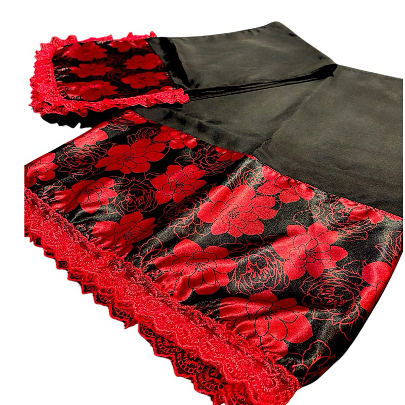 Conjunto pano da costa e pano de cabeça preto e vermelho umbanda e candomblé em Oferta na Shopee