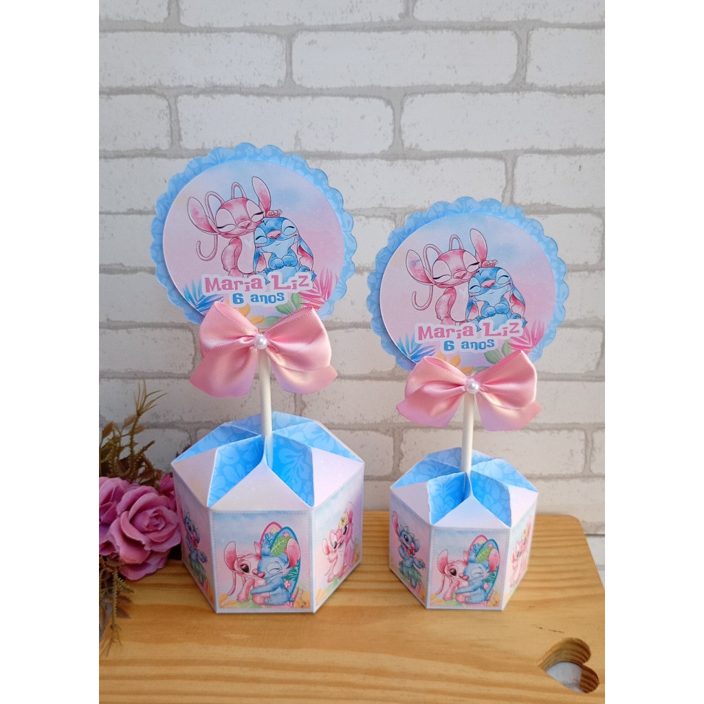 Centro de Mesa Stitch e Angel Kit Festa | Personalizados | Aniversários | Papelaria | caixinhas / lembrancinhas
