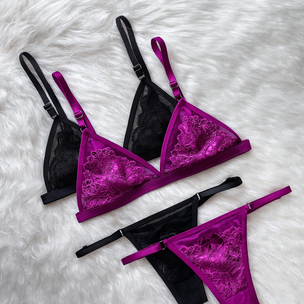 Conjunto Feminino De Lingerie Sensual Em Tule Transparente Sem Metal em Oferta na Shopee