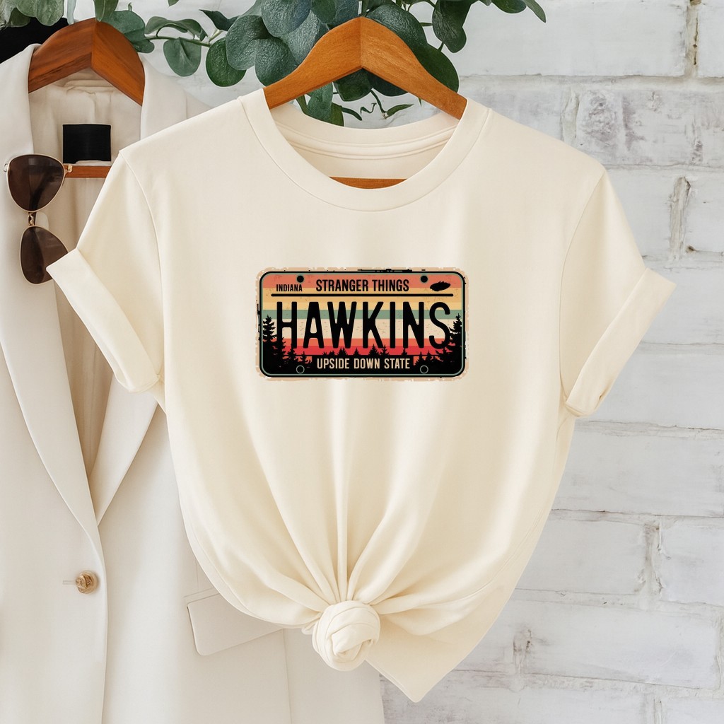 T-Shirt Feminina Básica Algodão Série Viral Stranger Things Netflix Nova Temporada Hawkins em Oferta na Shopee