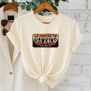 T-Shirt Feminina Básica Algodão Série Viral Stranger Things Netflix Nova Temporada Hawkins em Oferta na Shopee