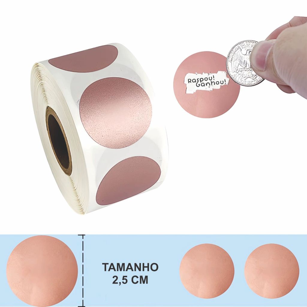 Adesivo para Raspar Raspadinha de Coração e Bolinha nas cores Rose Gold, Dourado e Prata em Oferta na Shopee
