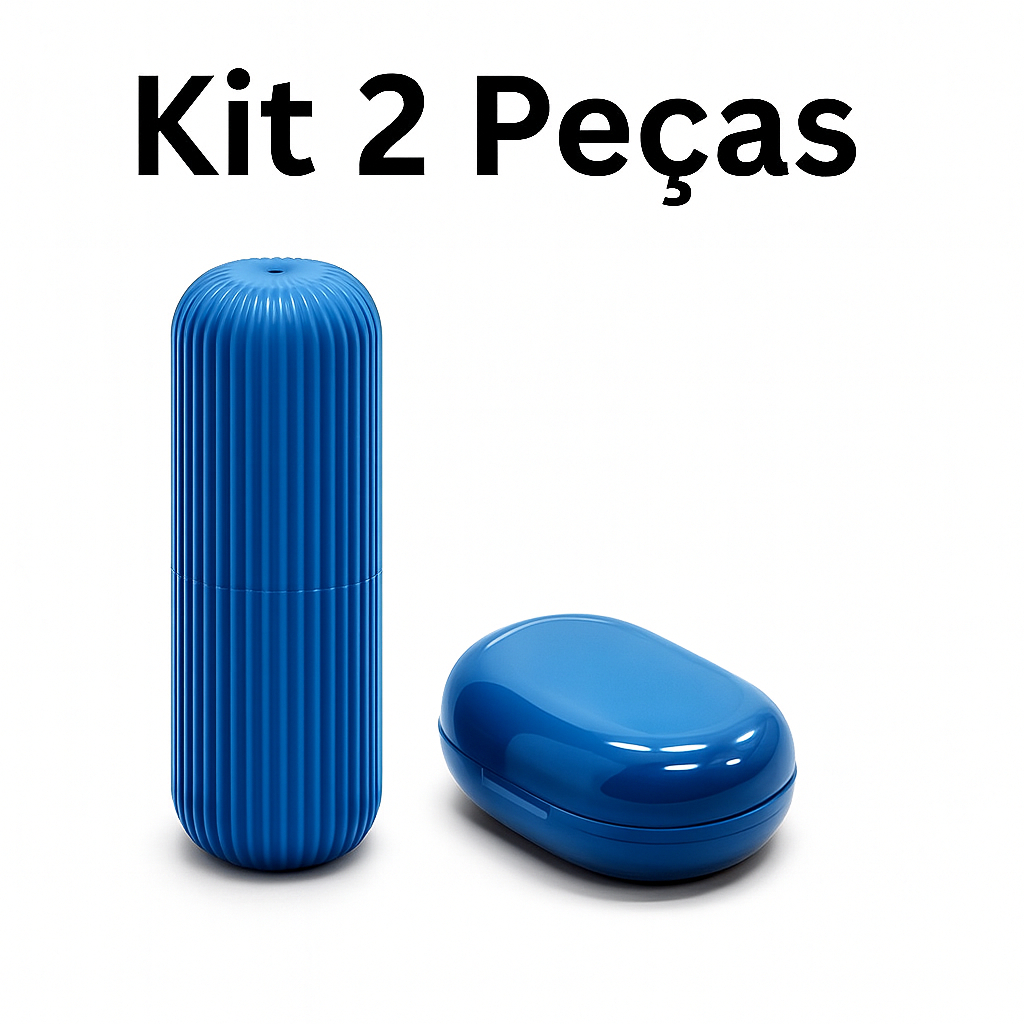 Kit Estojo de Escova e Pasta Dental + Saboneteira Portátil para Viagem
