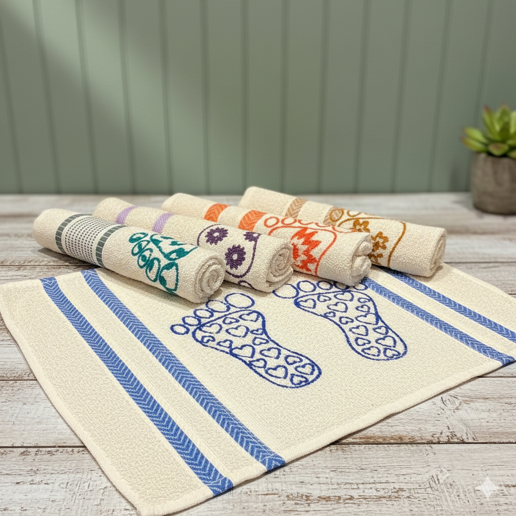 Tapete De Banheiro Algodão Antiderrapante Piso Atoalhado Kit Luxo Macio Absorvente Lavável Premium Contém 4 unidades