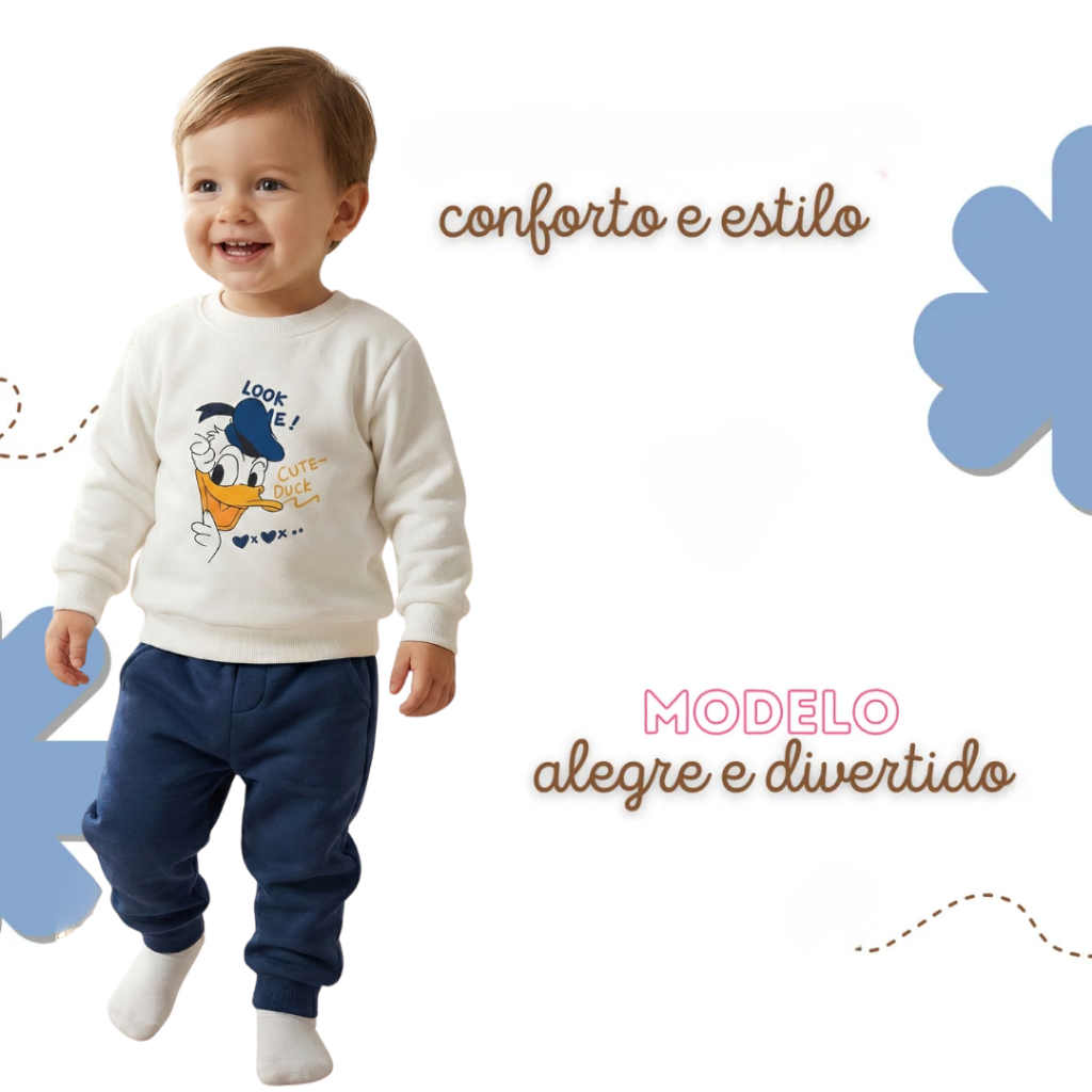 Conjunto Moletom Menino Agasalho Infantil Estampado Desenho Frio