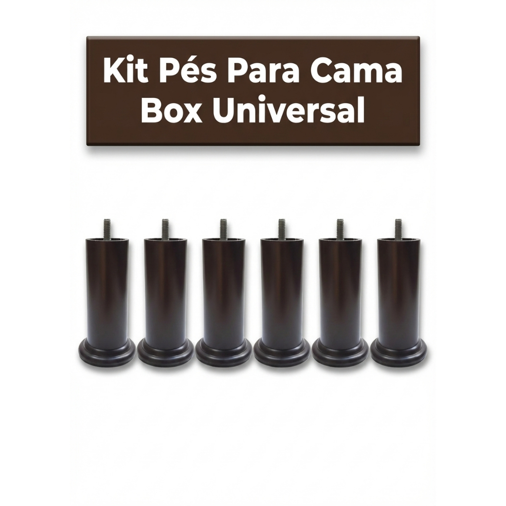 Pés para Cama Box e Sofá 12cm Reforçados – Tabaco Universal
