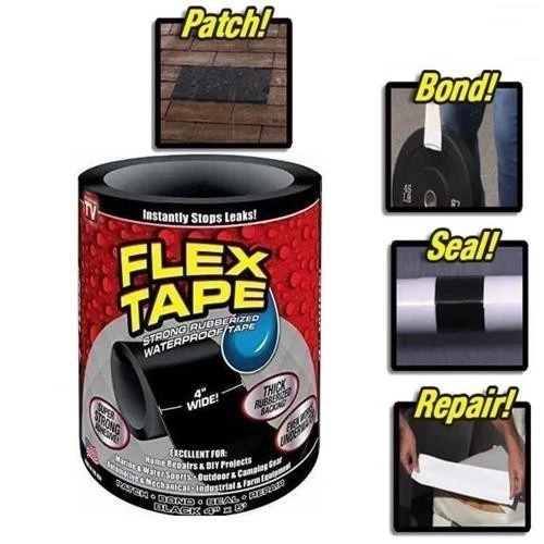 Super Fita Flex Adesiva Tape Preta 10cm X 150cm Cola Tudo Multi Aplicação em Oferta na Shopee