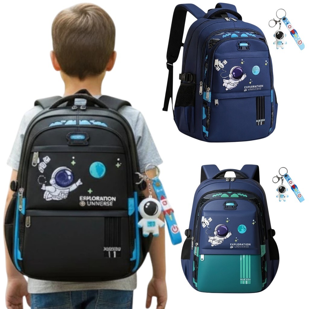 Mochila Escolar Infantil Astronauta, Ortopédica, Acolchoada, Reforçada, para Meninos 7-12 Anos