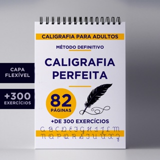 Caderno de Caligrafia Adultos Capa Flexível | Treino Escrita Cursiva | Letra Bonita | Tamanho: 21cm x 29,7cm (A4) em Oferta na Shopee