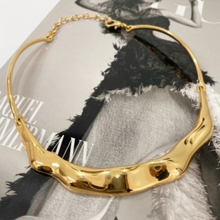 Gargantilha Aro Orgânico Moda Tendência Luxo Banho Ouro FH35 em Oferta na Shopee