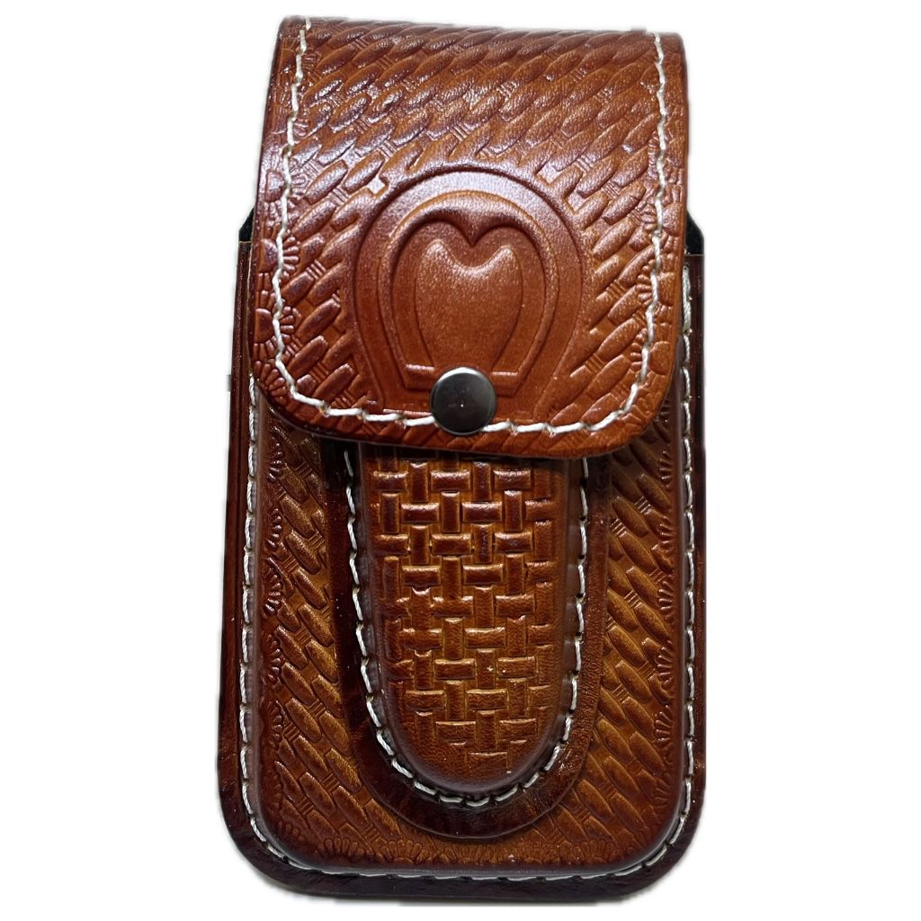 Bainha Em Couro Com Porta Canivete Mangalarga Com Botão Premium Oferta!