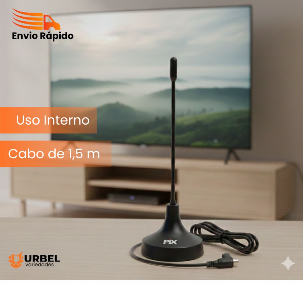 Antena Digital Para TV 1.5 Metros Multi Interno Sinal Ultra Hd 4K Canais Abertos Base C/ Ima 1,8M Plug 90° em Oferta na Shopee