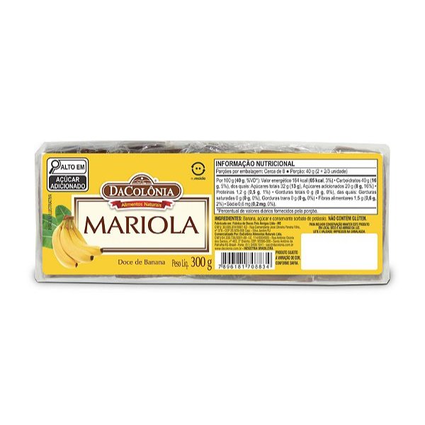 Kit com 2 Pacotes de Mariola De Banana 300g DaColônia - Natural, Sem Glúten E Sem Conservantes em Oferta na Shopee
