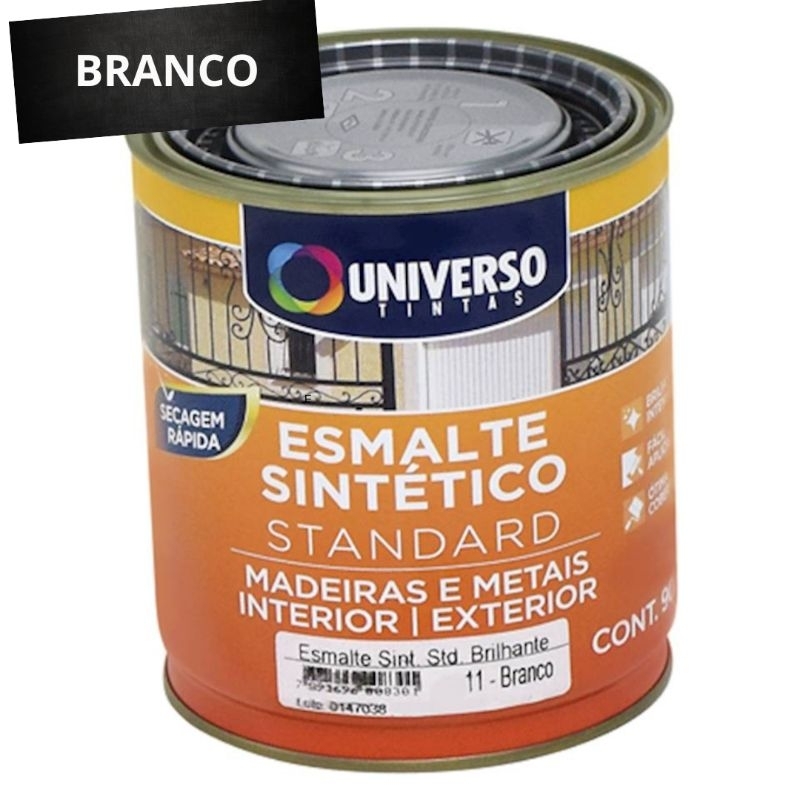 Esmalte Sintético Universo Secagem Rápida Preto Brilhante ou Branco Brilhante 112ml ou 900ml