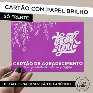 Cartão de Agradecimento PERSONALIZADO COM SUA ARTE - 10x15cm - PAPEL BRILHO - SÓ FRENTE em Oferta na Shopee