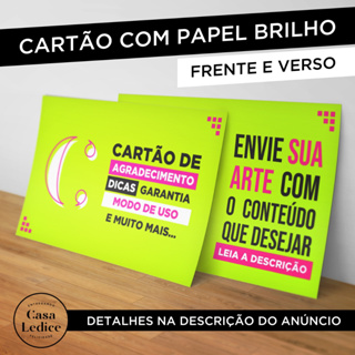 Cartão de Agradecimento PERSONALIZADO COM SUA ARTE - 10x15cm - PAPEL BRILHO - FRENTE E VERSO em Oferta na Shopee