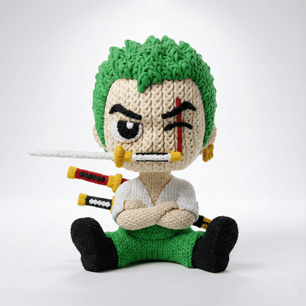 Roronoa Zoro One Piece Estilo Tricô Boneco Colecionável Geek Action Figure