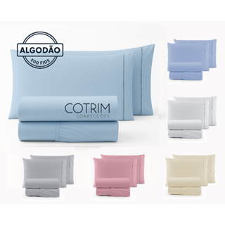 Jogo de Cama Lençol Solteiro 3 Peças Percal 100% Algodão Com Ponto Palito 200 Fios em Oferta na Shopee