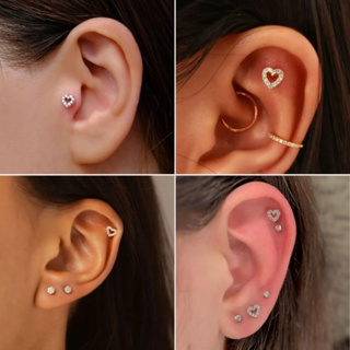 Piercing Orelha Trágus Hélix Conch Coração Vazado Aço em Oferta na Shopee
