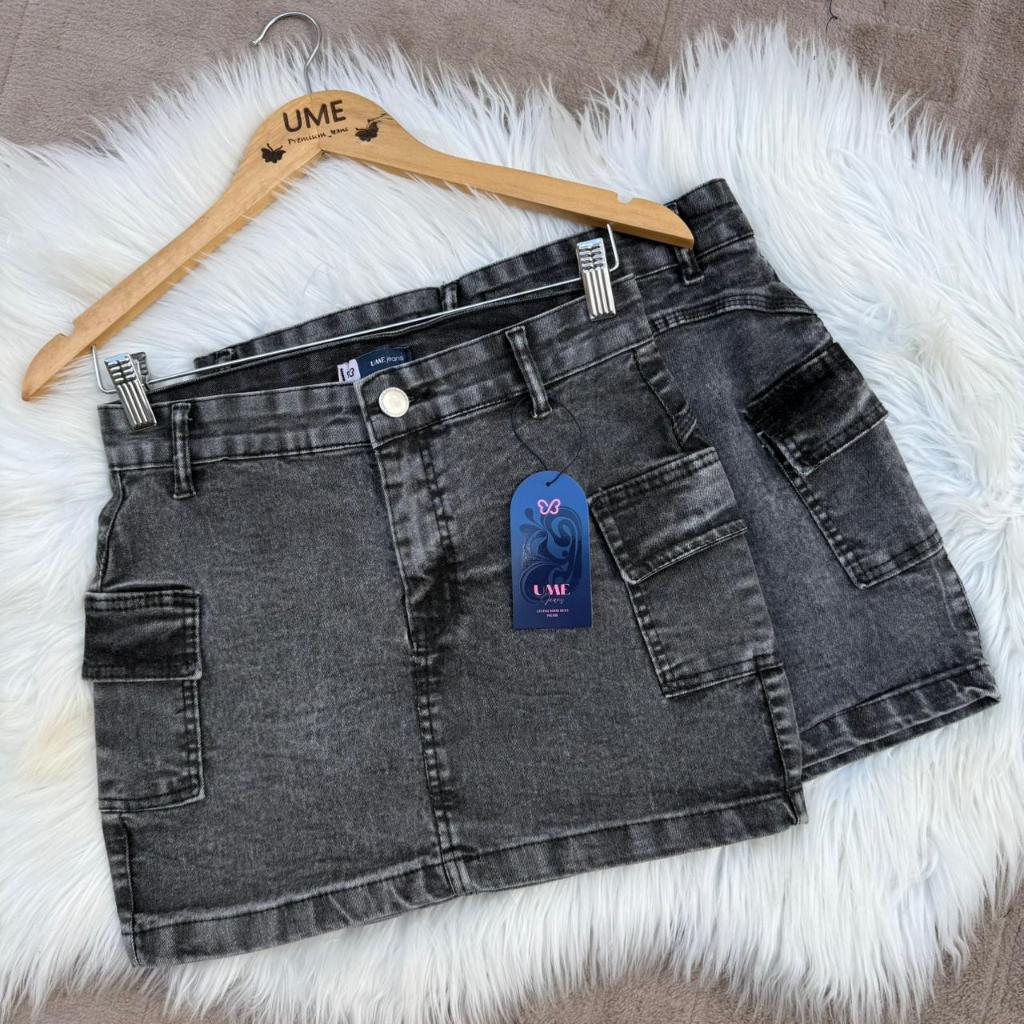 Saia Cargo Marmorizada Preta Manchada Saia Curta Grafite Vintage Bolsos Cintura Alta Levanta Bumbum em Oferta na Shopee