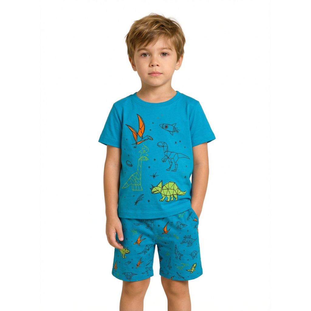 Pijama Infantil Menino que Brilha no Escuro / Cor e Estampa Sortido/ Blusa + Shorts Verão em Oferta na Shopee