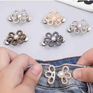 Broche de Flor Feminino Apertar Gancho sem costura Botão de Cintura Calças Jeans Clipe Ajustável em Oferta na Shopee