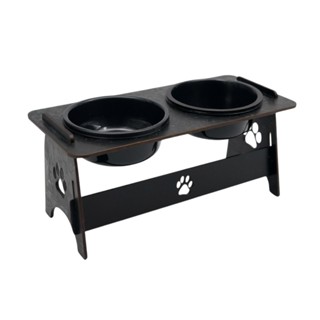 Comedouro Duplo Elevado Sustentável Mdf Cães e Gatos em Oferta na Shopee