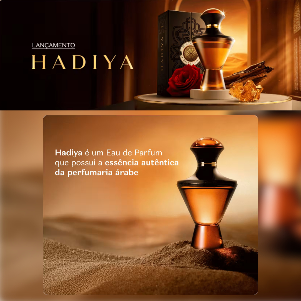 Eau de Parfum Hadiya o Boticario 75ml a Marca de Perfumaria de Luxo Árabe o Boticário.