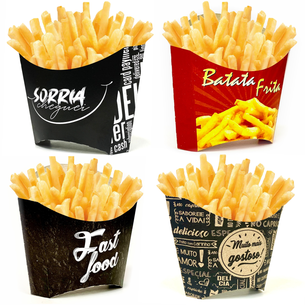 100 unidades Caixa Caixinha Embalagem Papel Para Batata Frita Porção Tamanho Rústica em Oferta na Shopee