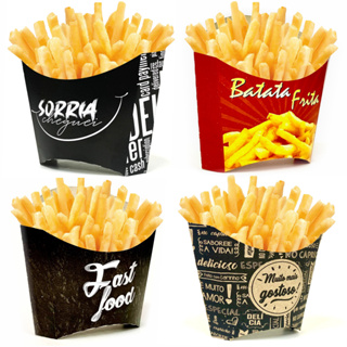 100 unidades Caixa Caixinha Embalagem Papel Para Batata Frita Porção Tamanho Rústica em Oferta na Shopee