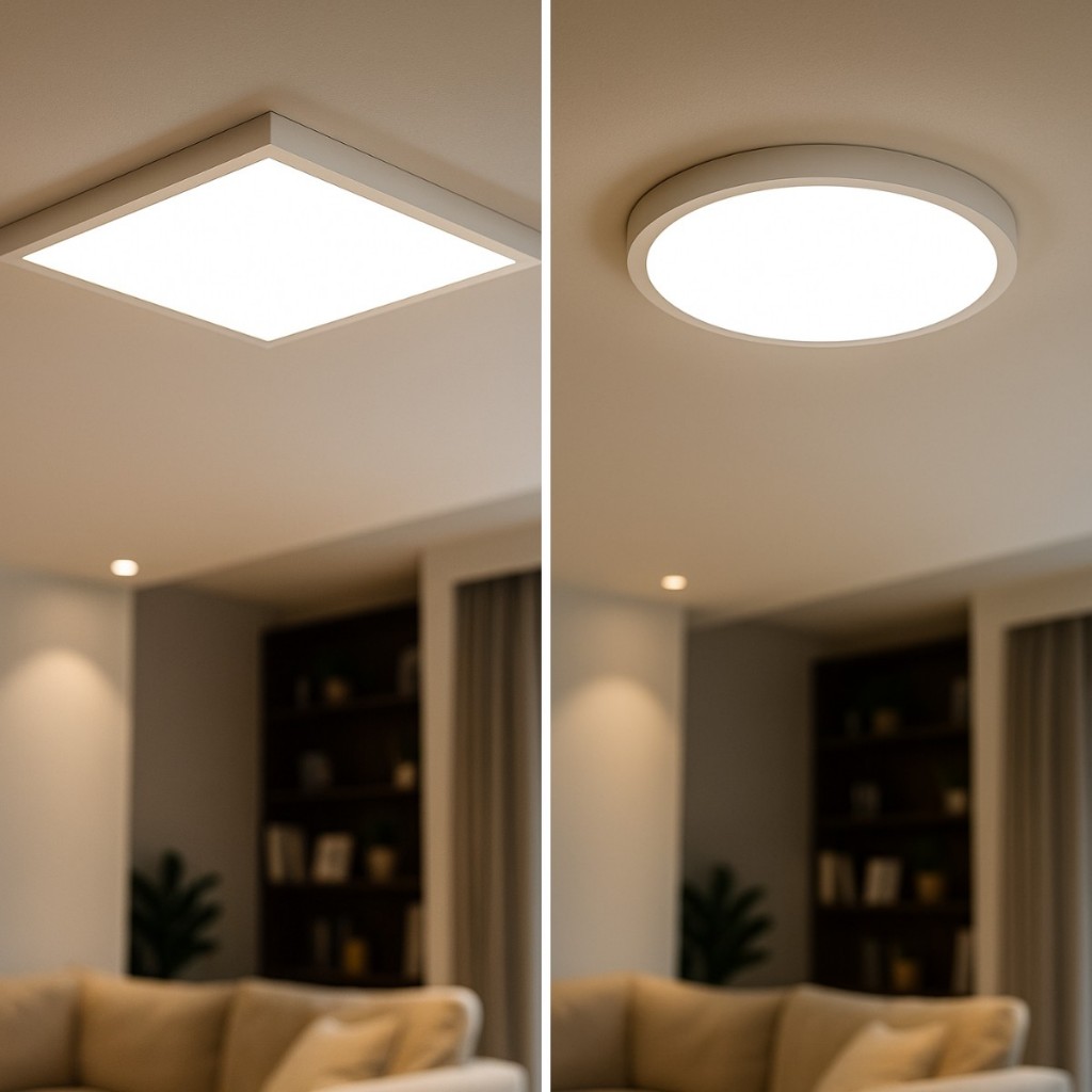 Painel Plafon Luminária Led Sobrepor Slim Quadrado Redondo em Oferta na Shopee