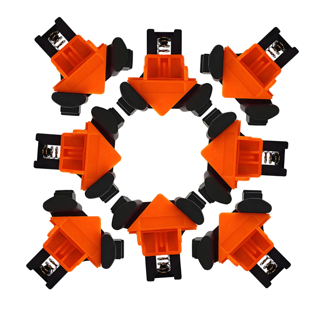 Kit 4 ou 8 Grampos Sargento Angular De Canto 90 Graus Para Cantoneira Marcenaria De Aperto Rápido
