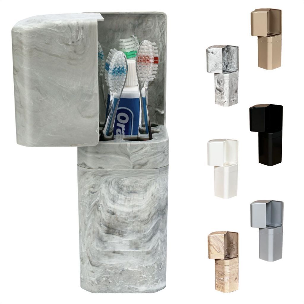 Porta Escova Dental com Tampa e Divisória De Pia com Encaixe Adesivo