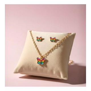 Kit Colar Infantil com Brinco, Bijuteria para Criança | Modelos Borboleta, Laço,Unicórnio,arco-íris e flor em Oferta na Shopee