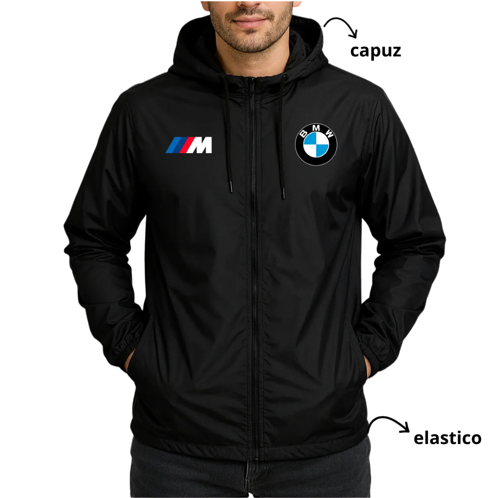 Jaqueta Corta vento BMW Blusa de frio manga longa Agasalho impermeavél Casaco Blusa preta