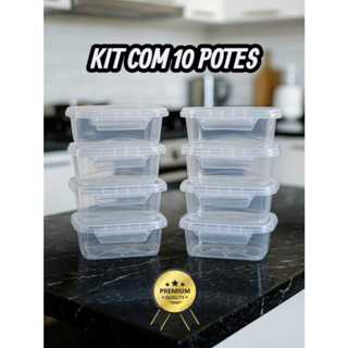 Kit 10 Marmitas BPA FREE 800ML  herméticos com travas laterais | marmita, presente, organizador. em Oferta na Shopee