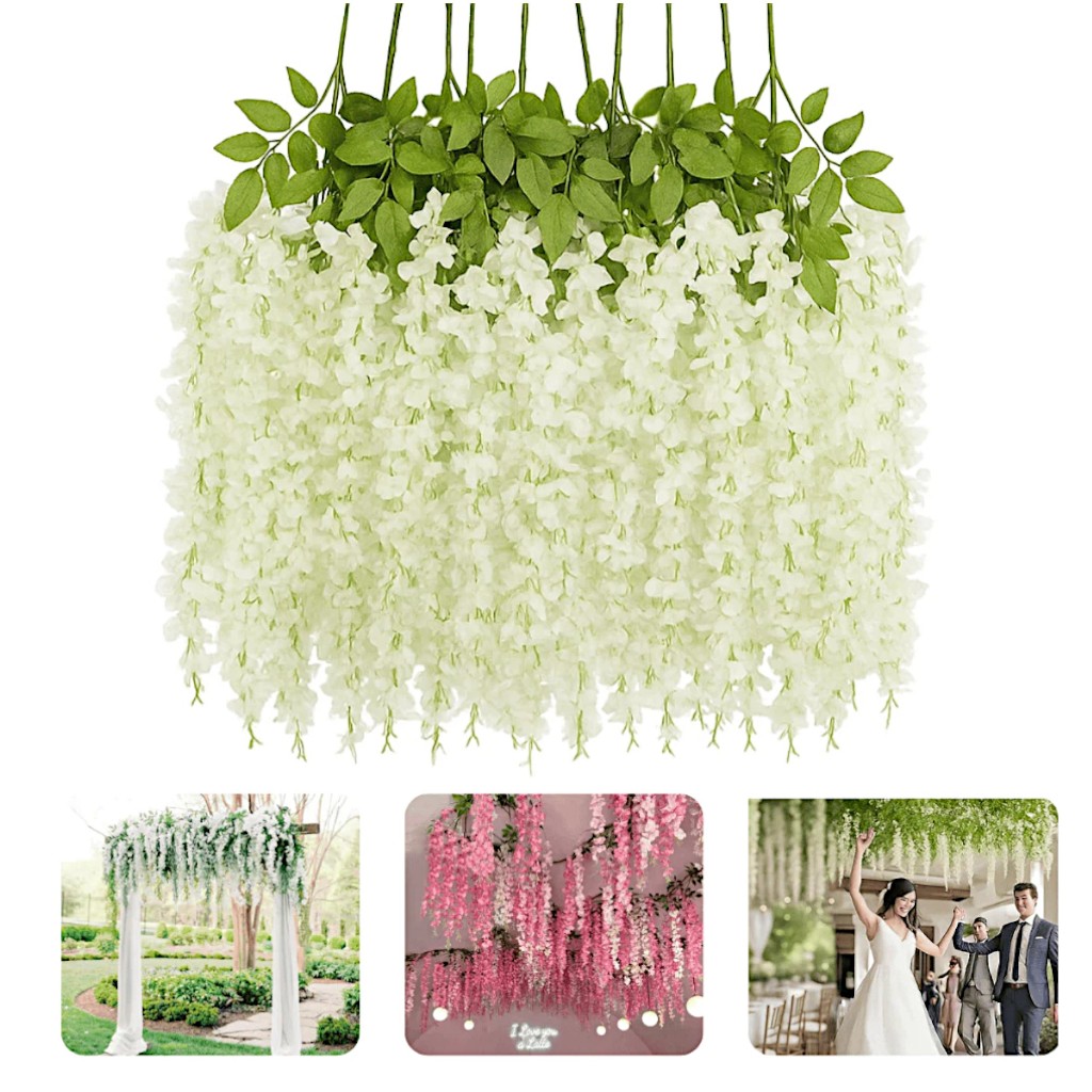 Kit 12 Ramos Flor de Cerejeira Artificial Grande Pendente para Decoração Rosa/Branco em Oferta na Shopee