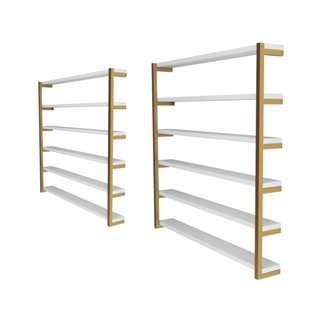 Kit 2 Nichos Expositores de Esmaltes Para Manicure Modelo Industrial MDF branco Metalon Dourado moderno em Oferta na Shopee